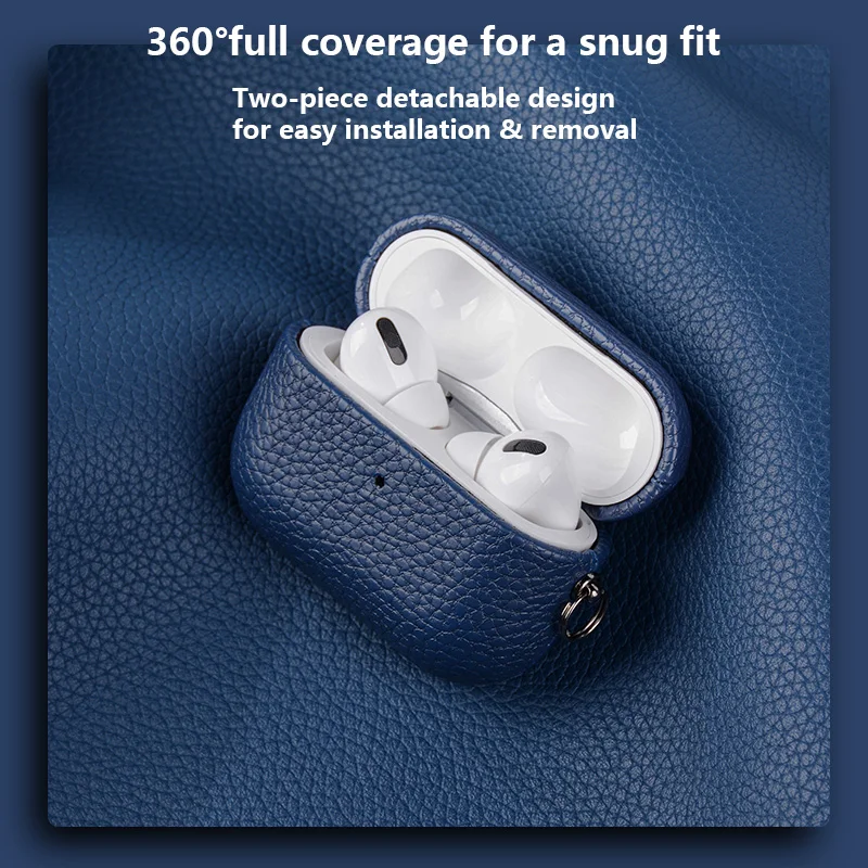 Étui pour écouteurs en cuir texturé Litchi de haute qualité pour Airpods Pro 3 2 Pro3, housse de protection pour écouteurs professionnels pour AirPods4