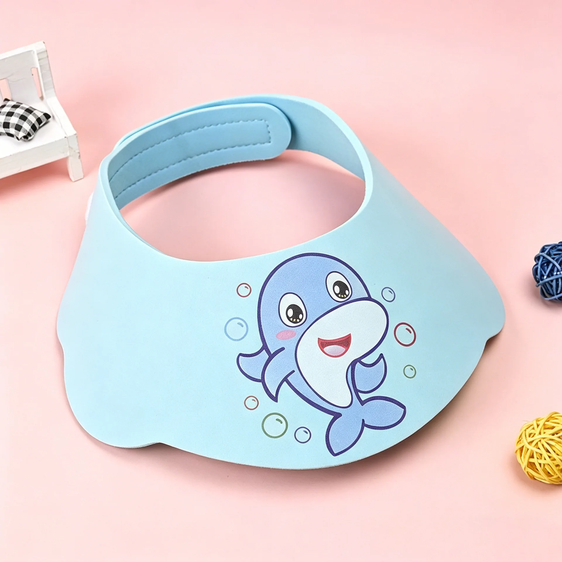 Cute Dolphin Shampoo Cap Ear Protector Adjustable Baby Shampoo Yu Cap Viscose Children's Shampoo Cap
