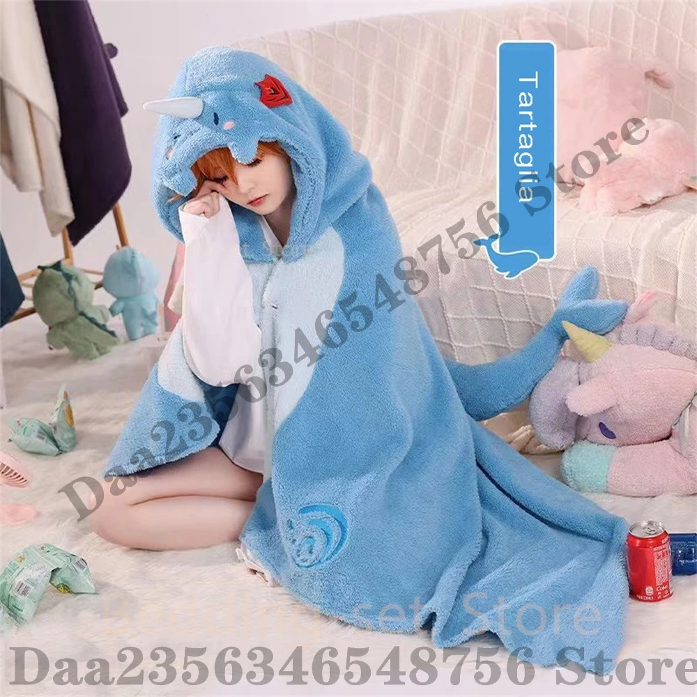 Game Anime Tartaglia Cosplay Blanket CloThree Piece Bedding Set - Luxury Comforter Set with Queen King Size Including pillowcase