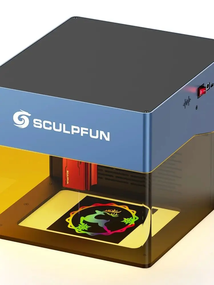 SCULPFUN iCube Pro 5W lasergraveermachine, 0,06 mm laserpunt, graveersnelheid 10000 mm/min, verwisselbare lens, rookfilter, 32-bit - afbeelding 2