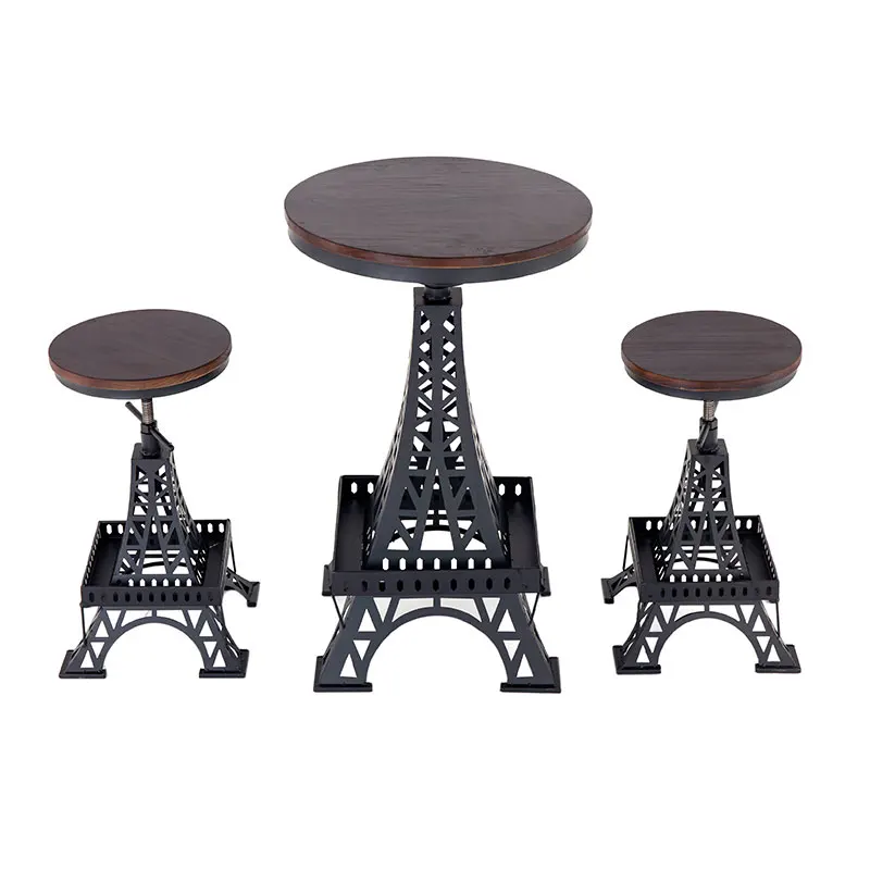 Wrought iron solid wood bar chair adjustment chair Paris Tower stool industrial style creative modern cafe bar