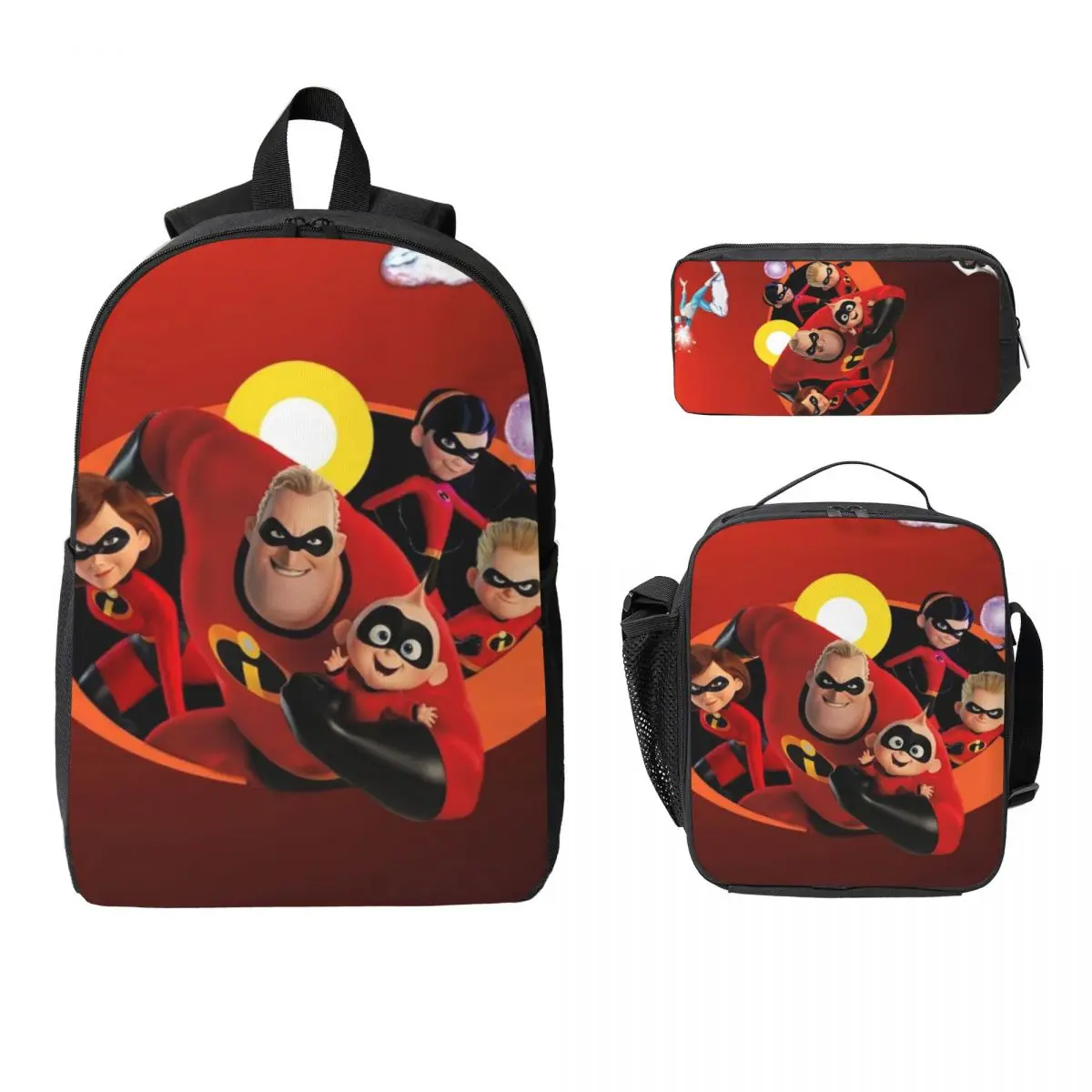 

The Incredibles Cartoon Backpack Student Boys Girls BookBag School Bag Laptop Shoulder Bags 3ps Insulated Lunch Bag Pencil Case