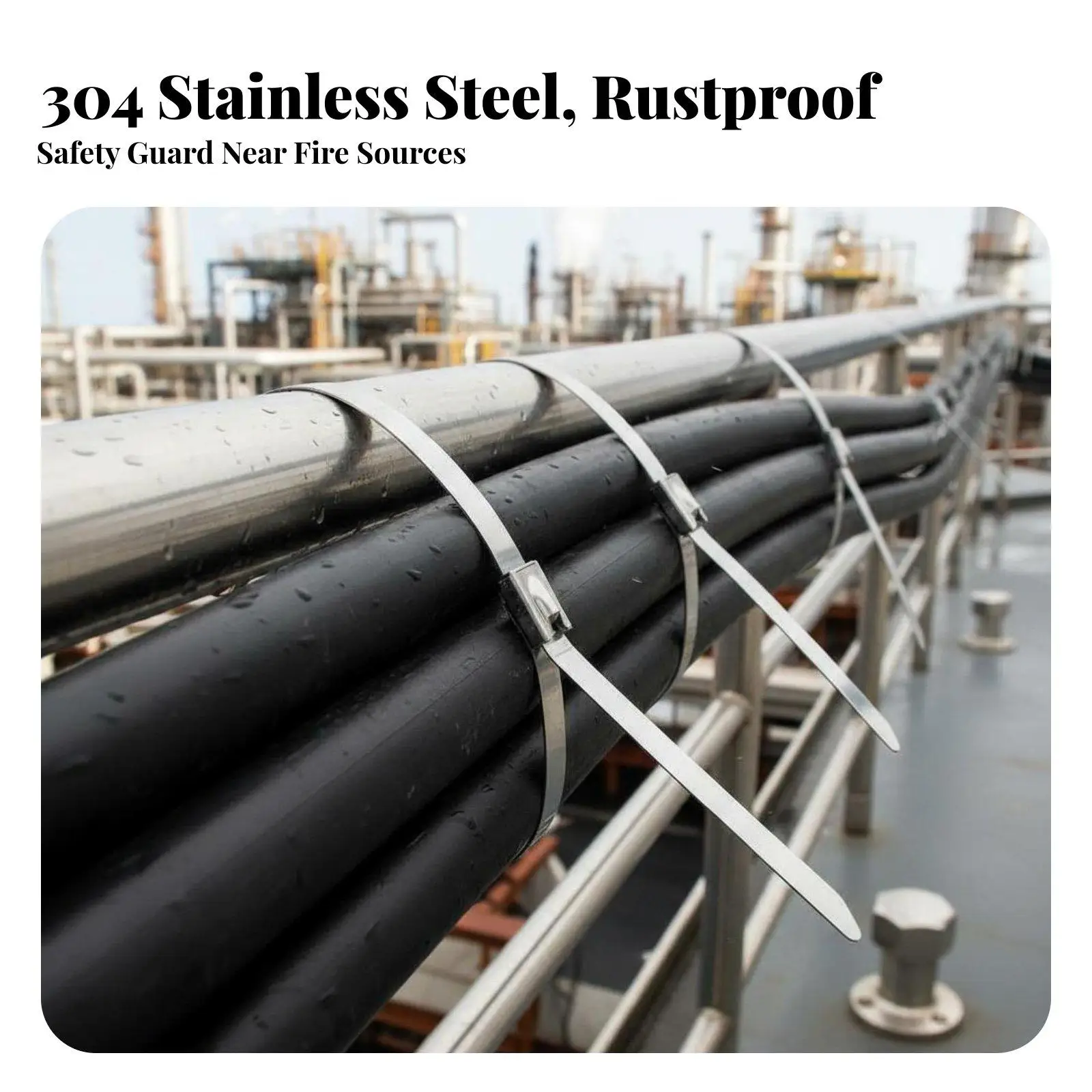 Stainless Steel Cable Tie High Temperature Resistant Self-Locking Metal Tie Rust Resistant Metal Banding Strap for Mechanics,