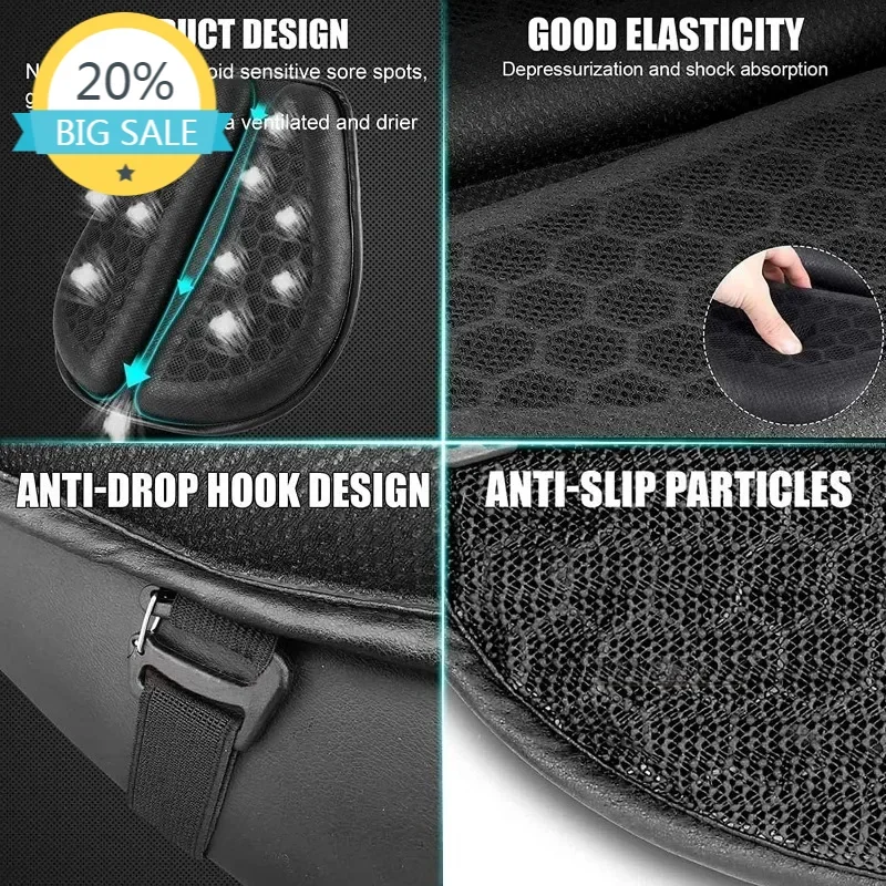 

Motorcycle Seat Cushion 3D Honeycomb Anti-slip Motorcycle Gel Seat Cushion Moto Pressure Relief Ride Seat Pad Moto Accessories