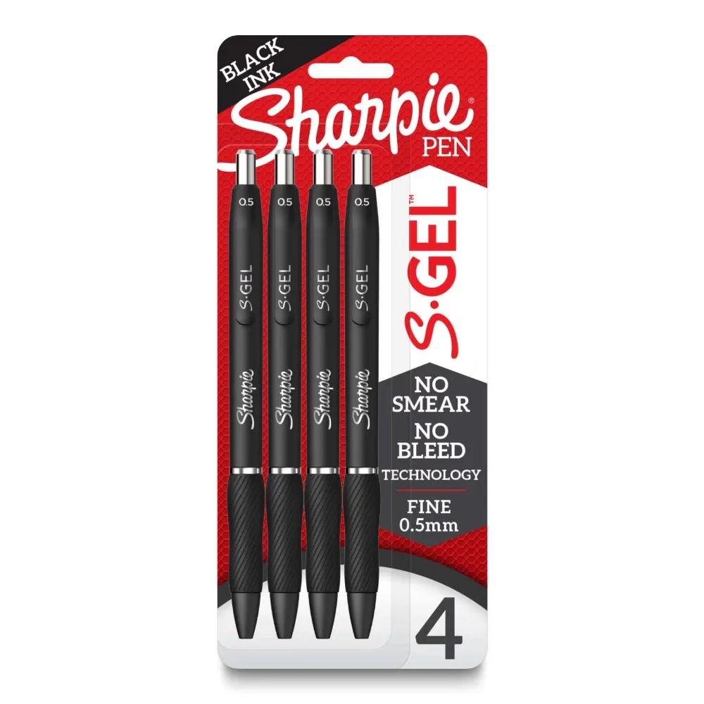 

Gel Pens 0.5mm Fine Point Black Gel Ink Rollerball Pens 4 Pack Set for School Office Writing Journaling Note Taking Smooth Writing