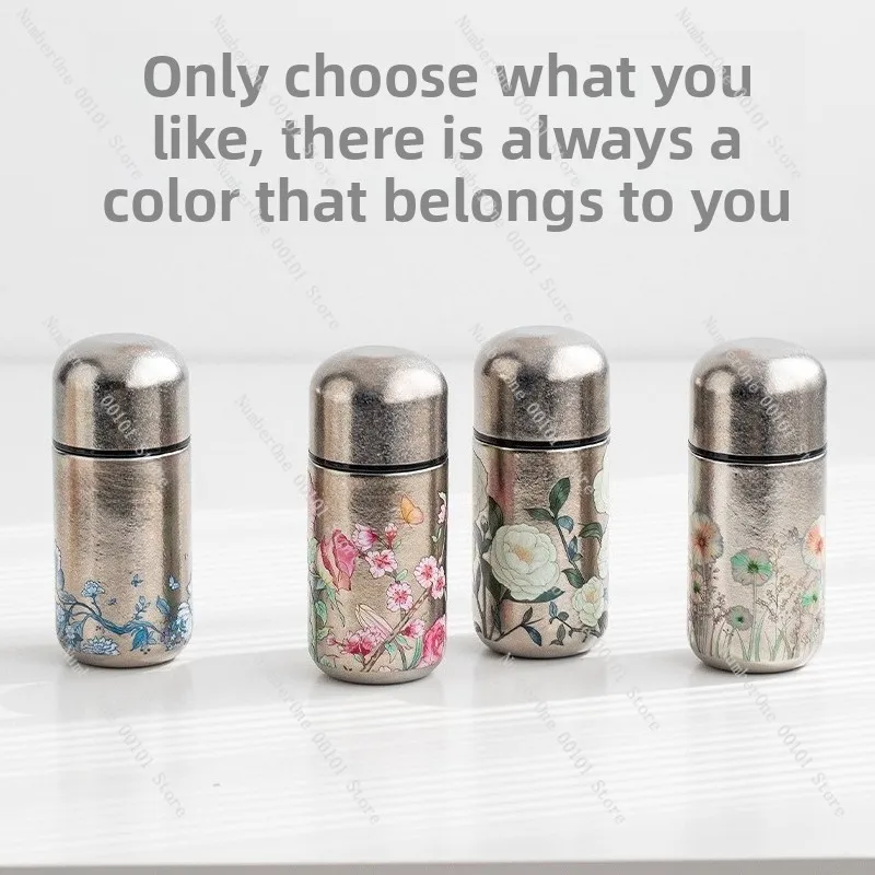 New Pure Titanium Mini Thermos Cup Portable Pocket Water Bottle High Value Girls Travel Titanium Cup