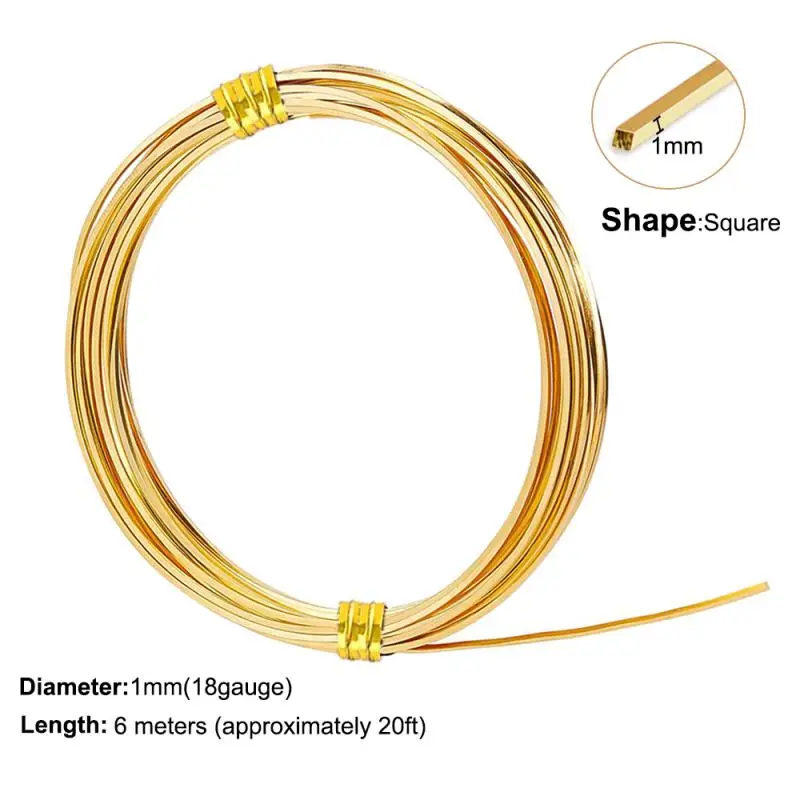 0.6mm 0.8mm 1mm Square Copper Wire Half Hard Gold Brass Wire for Jewelry Beading Craft Work DIY accessories