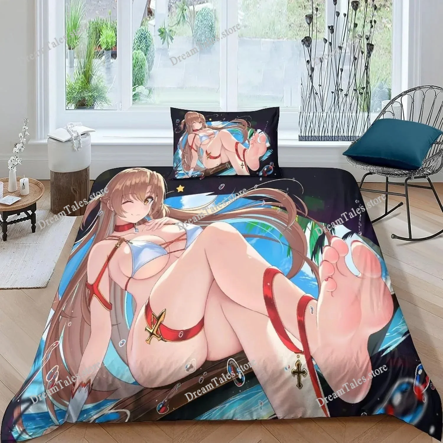 

Kawaii Anime Sexy Girl Bedding Set Boys Girls Twin Queen Size Duvet Cover Pillowcase Bed Kids Adult Fashion Home Textileextile