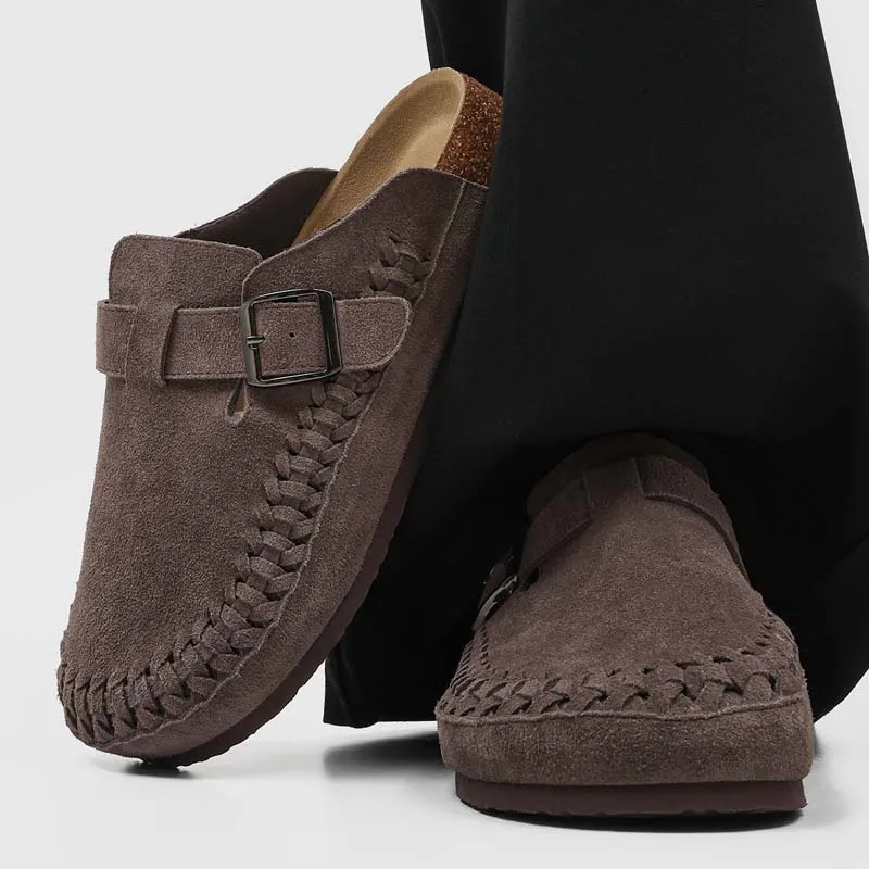 Men Trendy Niche Woven Edge Boken Half Slippers Non Slip Casual Wear-resistant Men Women's Daily Wear Internet Famous Slippers