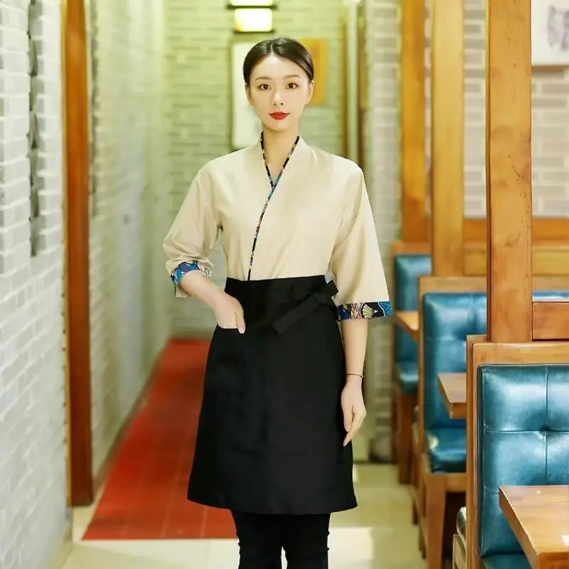 Japanese Cuisine Sushi Clothing Chef's Uniform Printed Logo Men's Women's Hotel Restaurant Waiter's Work Uniform Embroidered