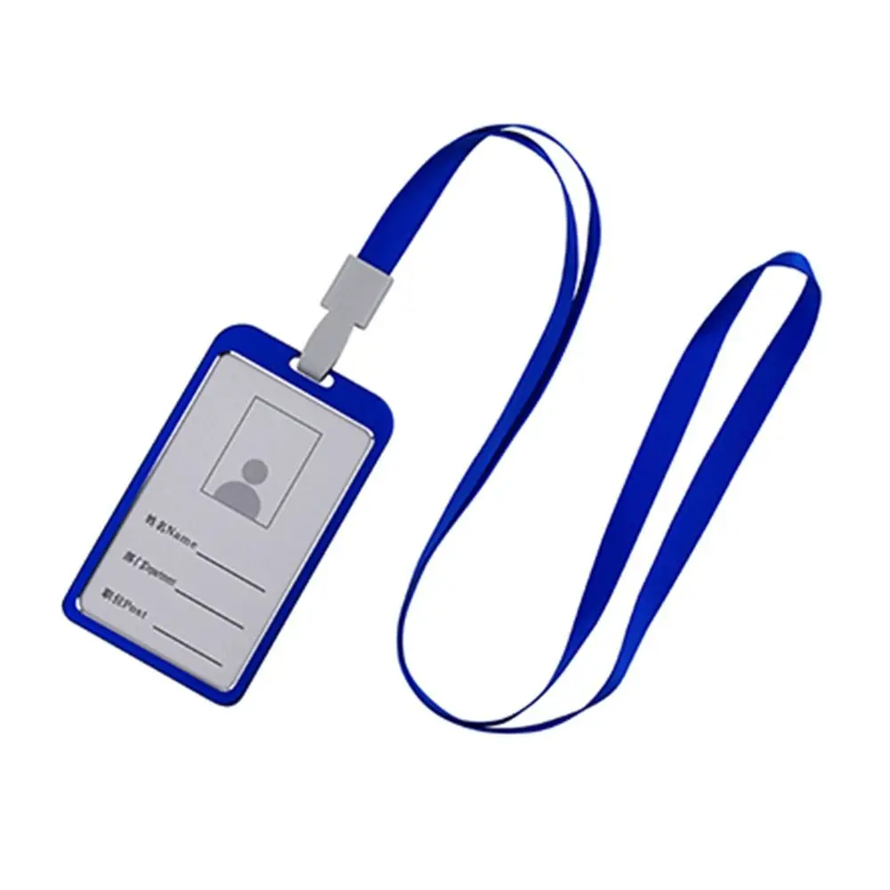 Aluminum Alloy ID Card Holder Metal Lanyard-attached Work Badge Holder Rigid Slim Lanyard Card Holder Employee Use