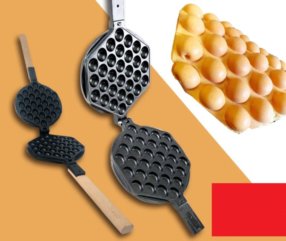 Commercial QQ Eggs Bubble Ball Baking Waffle Maker Iron Hongkong Waffle Eggette Mould Cake Mold Electirc Machine Non-stick Plate