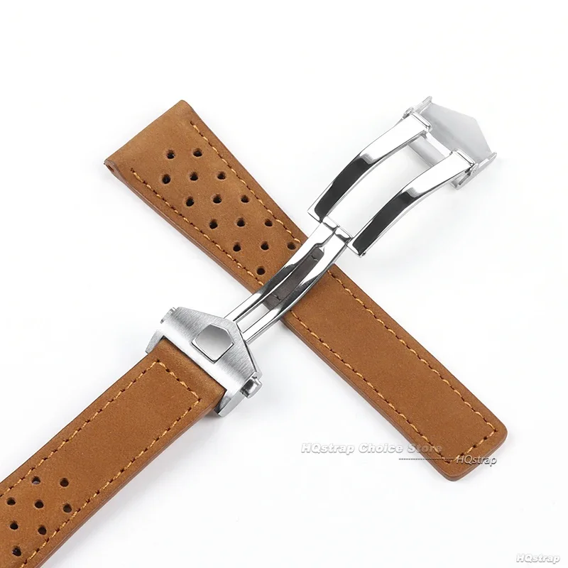 20mm 22mm 24mm Leather Watch Strap for Tag Heuer Carrera Monaco Watch Belt Black Brown Bracelet Wristwatch Watchband Soft Strap
