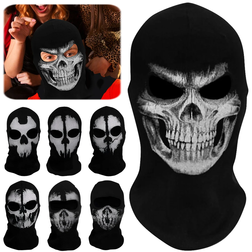 Halloween Ghost Full Face Mask Skull Scary Ghost Skeleton Motorcycle Cycling Headmask for Halloween Cosplay Balaclava Halloween