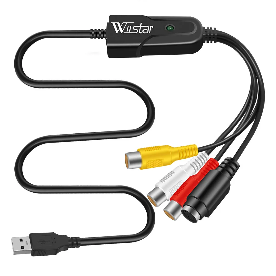 USB2.0 Audio Video Capture Card VHS to Digital Converter Video Capture Easy to cap Adapter for Windows 10/8/7/XP DVD VHS Record