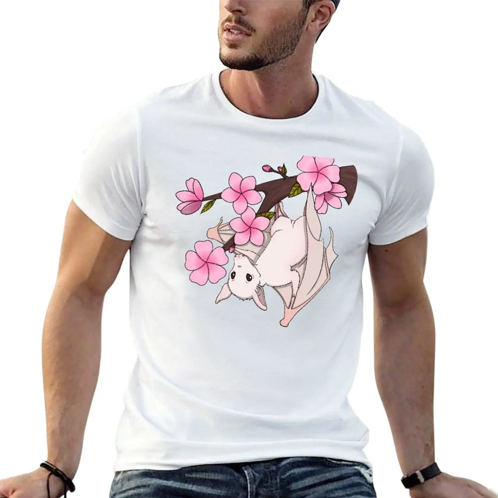 Sakura Bat T-Shirt Casual Pattern Print Tee Shirt