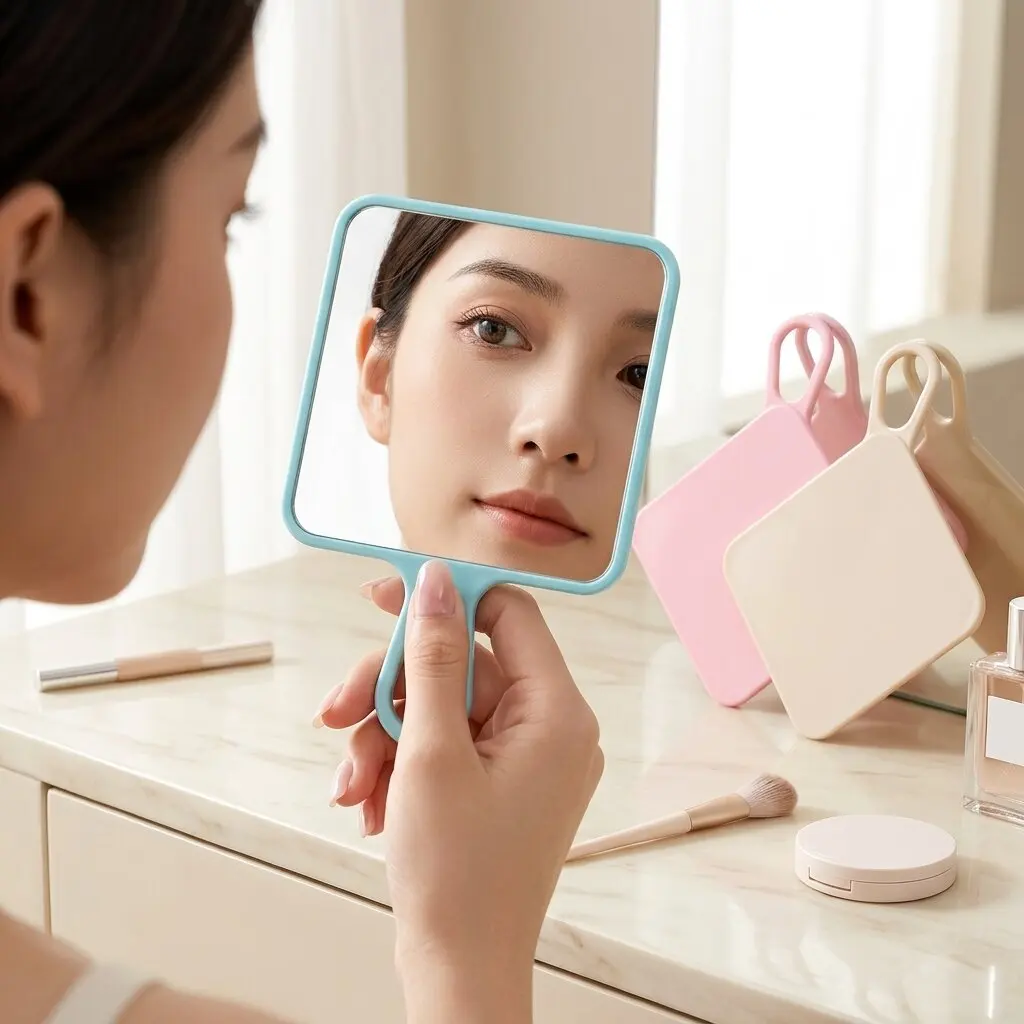 Square Mirror Foldable Foldable Mirror Handheld Mirror 360 Degree Rotating For Makeup Touch Up Work Commuting Office