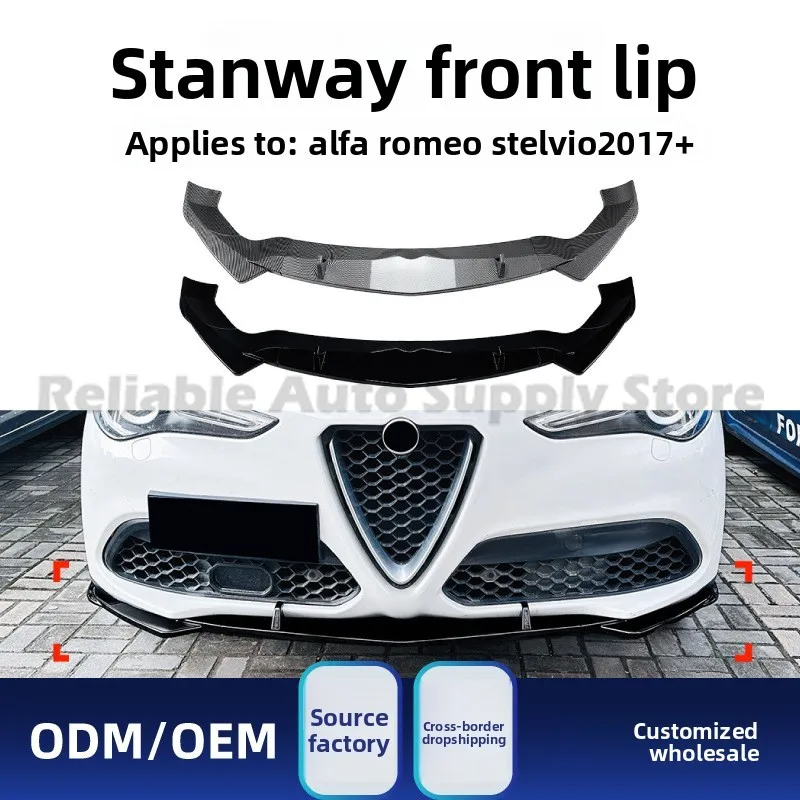 

Sporty Style Front Lip for Alfa Romeo Stelvio (2017+), OEM Look ABS Material Splitter, Easy Installation, Gloss Black Style Kit