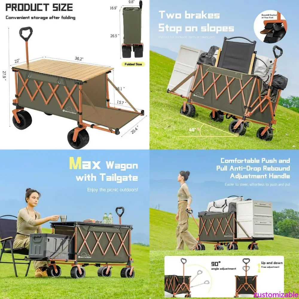 

Heavy-Duty Collapsible Beach Wagon with Table and All-Terrain Wheels for Outdoor Adventures