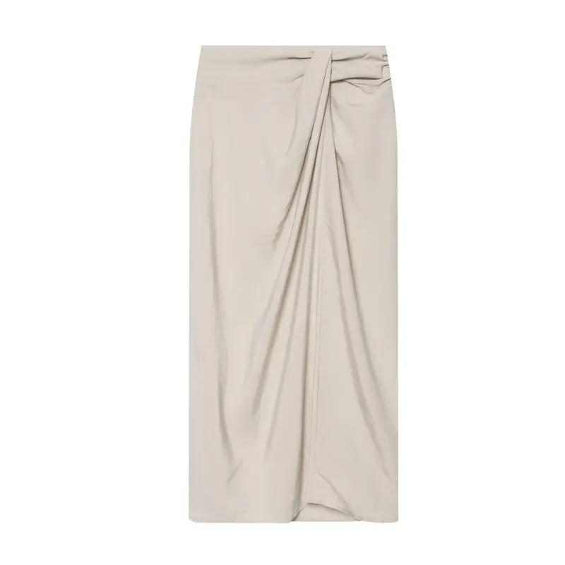 New Summer 2026 Women's Wrap Scarf Half Skirt Knot Design Pleated Versatile Straight Cut mid Waist Other Material Skirt
