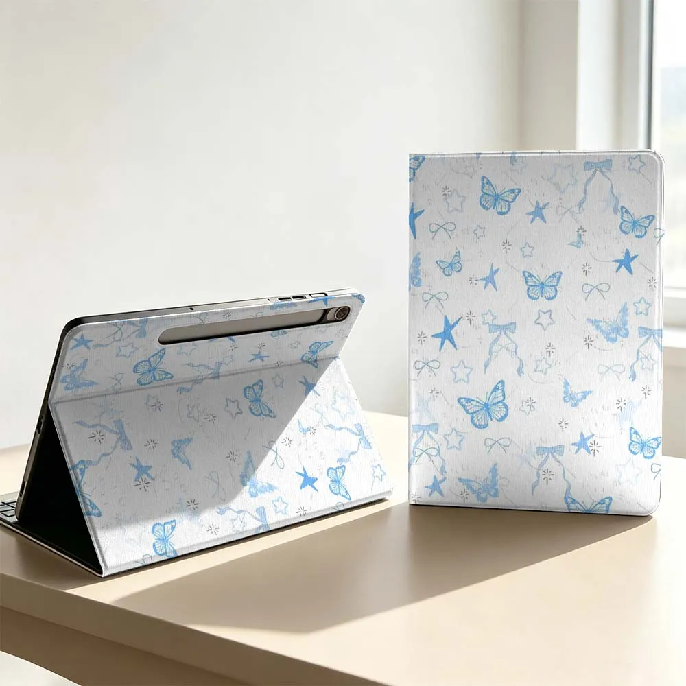 Capa de Tablet Blue Star Flower Soft para Samsung Galaxy Tab S11 S10 S9 S8 S7 S6 A9 A8 A11 Lite FE Plus com Suporte para Caneta