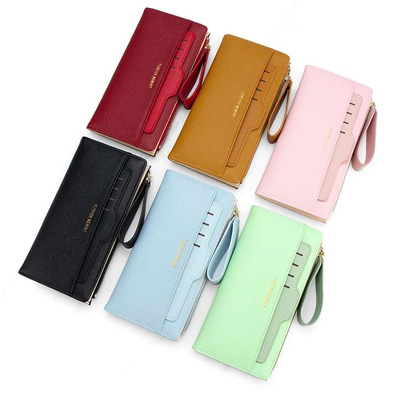 

Новый женский кошелек из искусственной кожи, вместительная сумочка на молнии с застежкой, длинный клатч для женщин, держатель для монет и карт