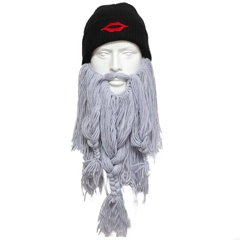 Elastic Beard Hat Winter Knit Balaclava Hat for Adult Kids Keep Full Face Cover Masquerade Theater Performances Supplies F3MD