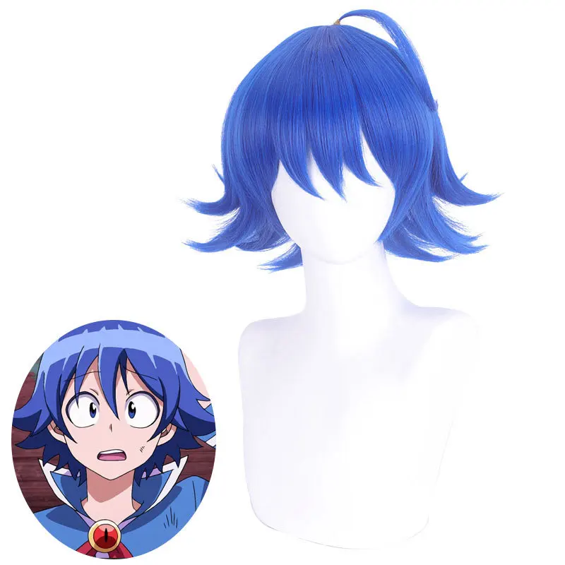 

Synthetic Short Wig Deep Blue Anime Style Fluffy Cosplay Costume Heat Resistant Fiber for Party Daily Use