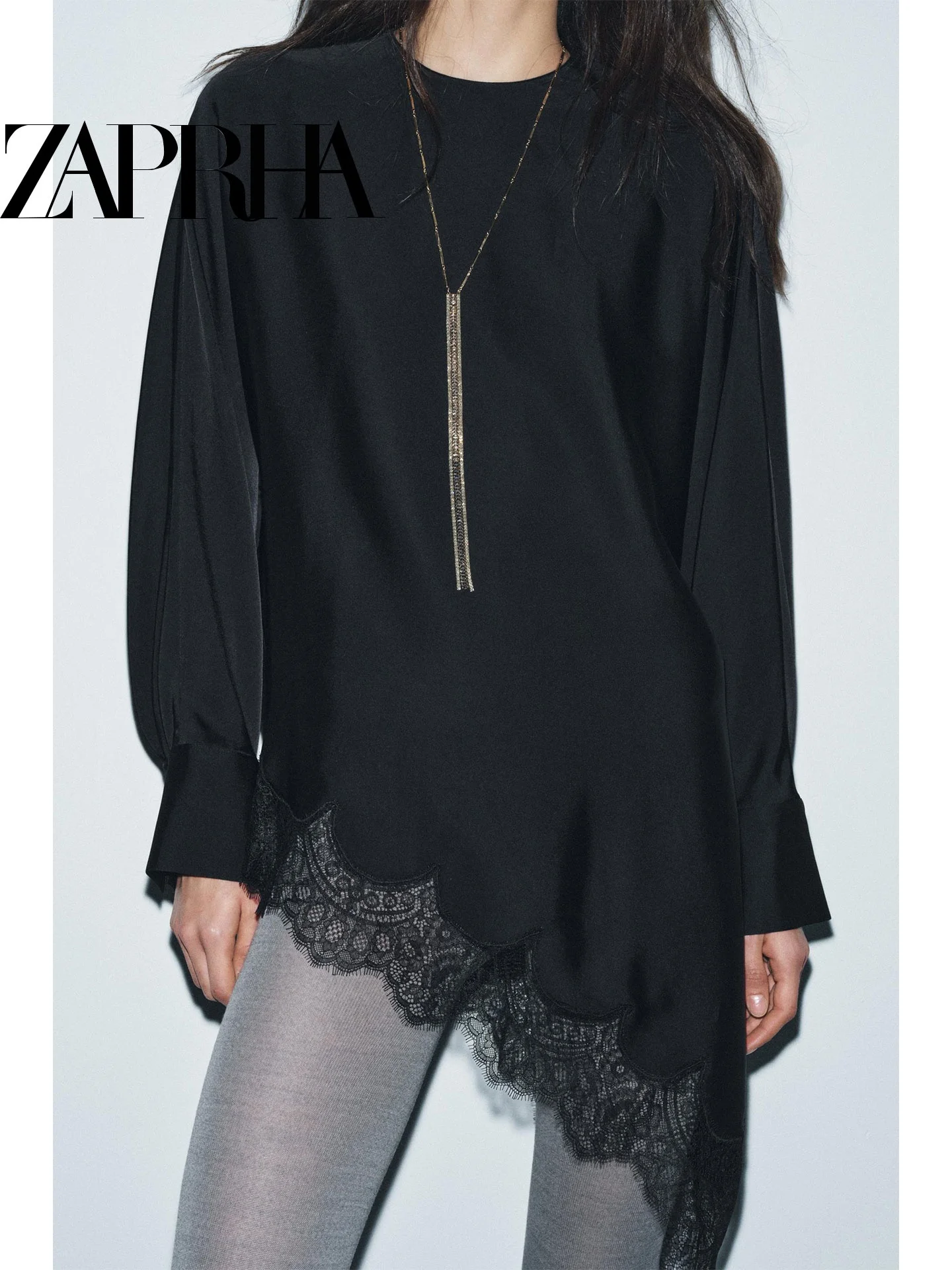 Romántico Sle asimétrico encaje empalme mujer irt primavera 2026 único hermoso diseño Casual suelto ajuste largo Sve