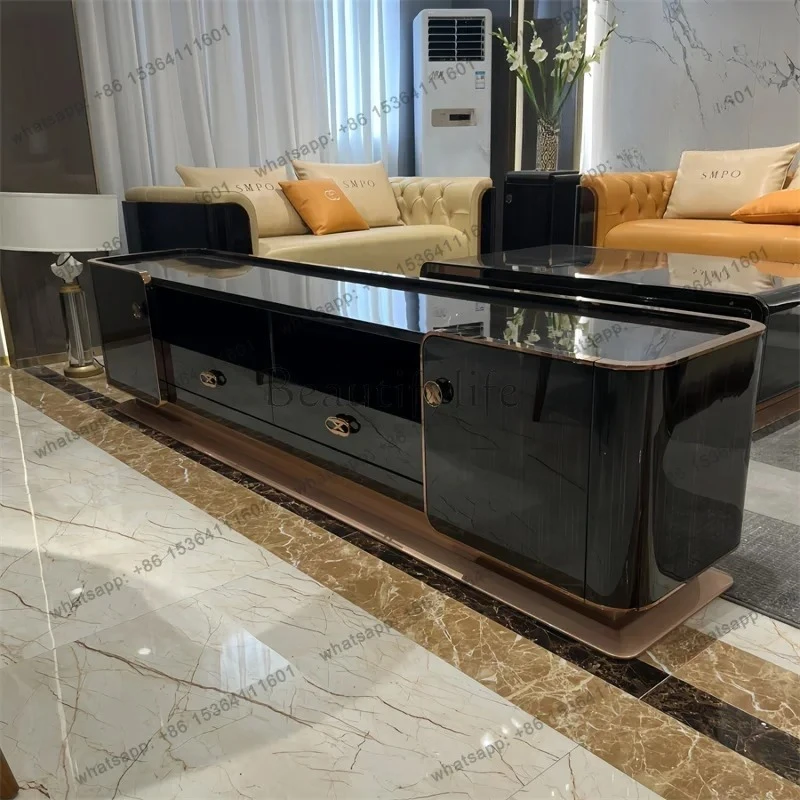 

yj5 Italian TV cabinet light luxury high-end post-modern simple luxury floor cabinet solid wood furniture