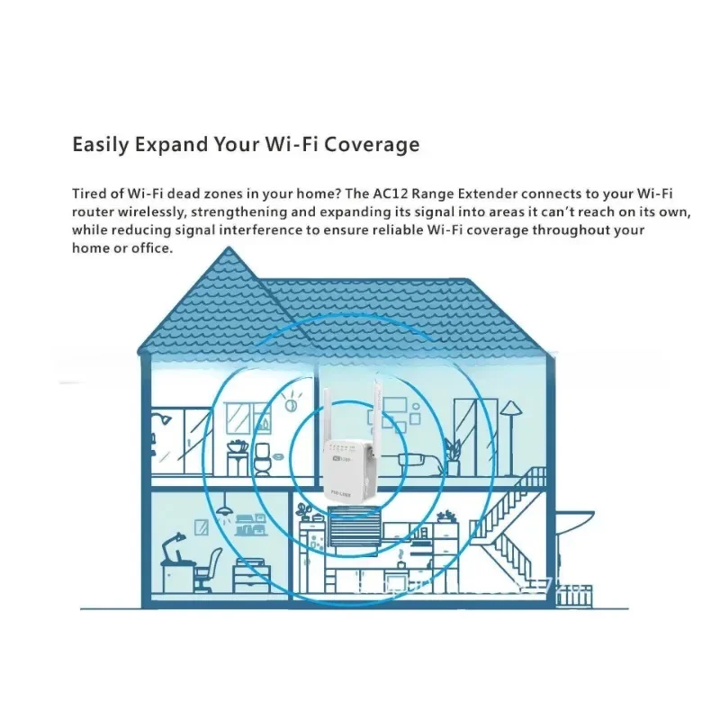 PIX-LINK LV-AC12 1200Mbps repetidor de enrutamiento de antena Dual inalámbrica de doble banda AC1200 amplificador WiFi de largo alcance para hogar inteligente