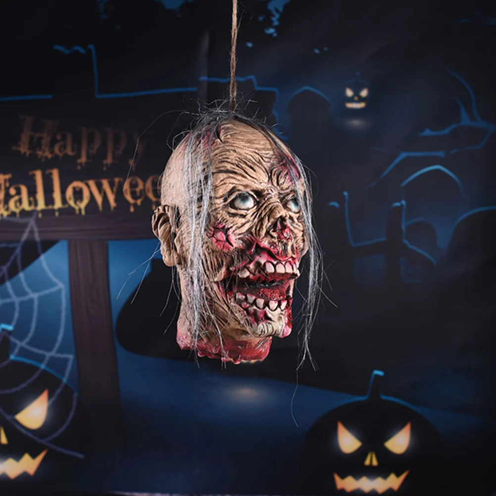 

Hanging Zombie Animated Halloween Head Ornament Trick Decoration Electronic Emulsion Scary