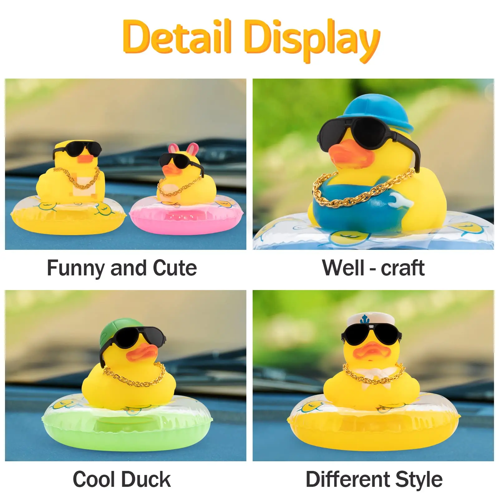 Worker Duck Car Rubber Duck Car Duck Decoration Dashboard Car Ornament for Car Dashboard Decoration Accessories