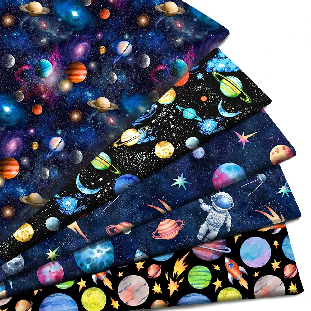 Solar System Galaxy Planet Printed Polyester Pure Cotton Material By the Meter Patchwork Tissue Sewing Quilt Fabrics Needlework