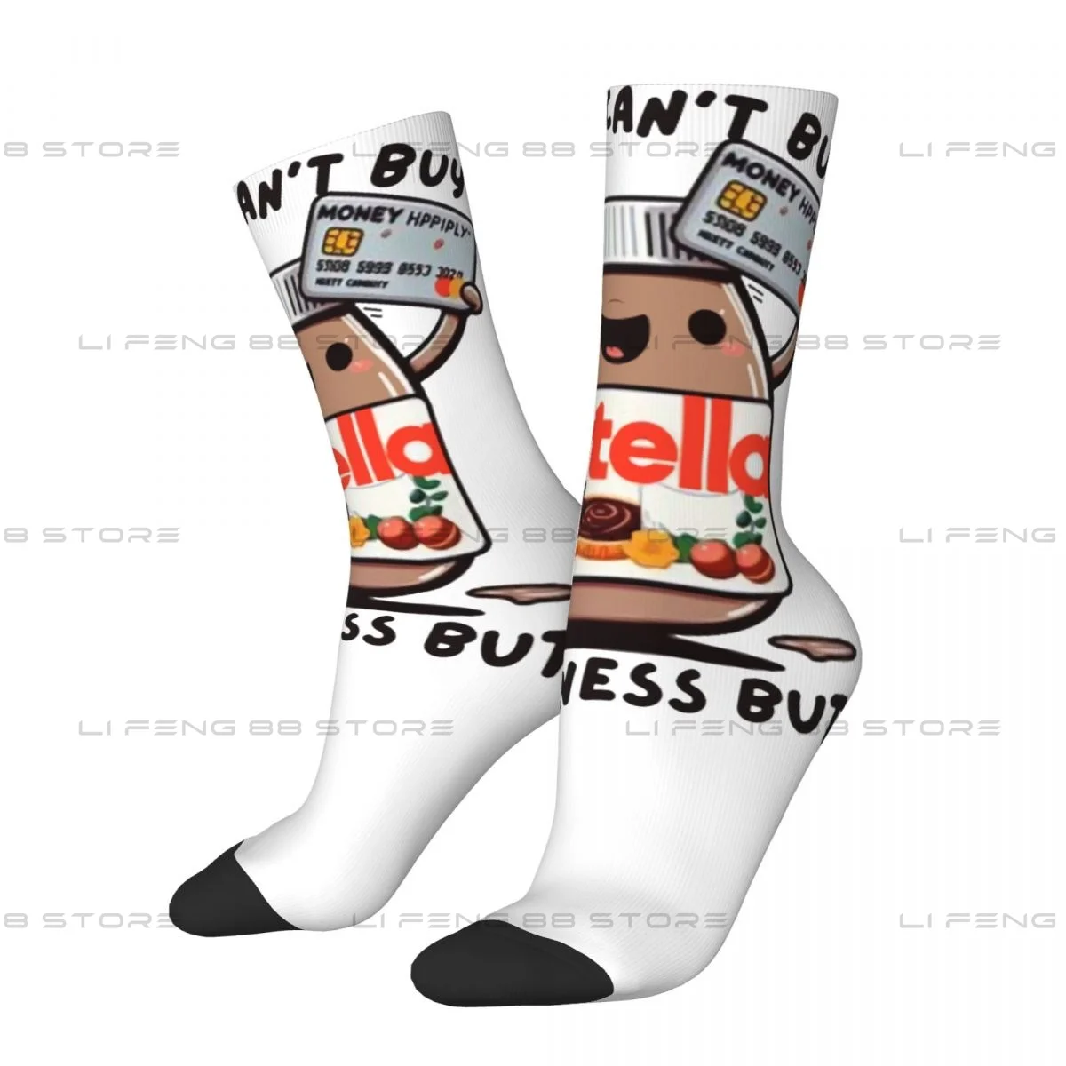 Money Cant Buy Happiness Nutella Unisex Winter Socks Running Happy Socks Street Style Crazy Sock