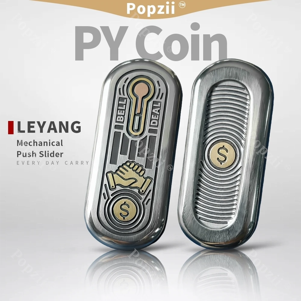 LEYANG White Copper EDC Mechanical Push Slider Fidgeting toys Office Stress Relief Gadgets Antistress Stress Relief toys