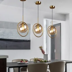 Lampadario con paralume a sfera di vetro nordico infissi camera da letto sala da pranzo cucina lampada a sospensione comodino ristorante Decor lampada a sospensione