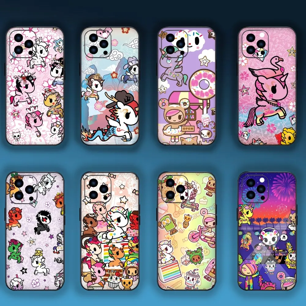 Cartoon Japan T-Tokidokis Cute Phone Case For Xiaomi 12 11 Pro K40Pro Redmi Note7 8 9 Black Shell