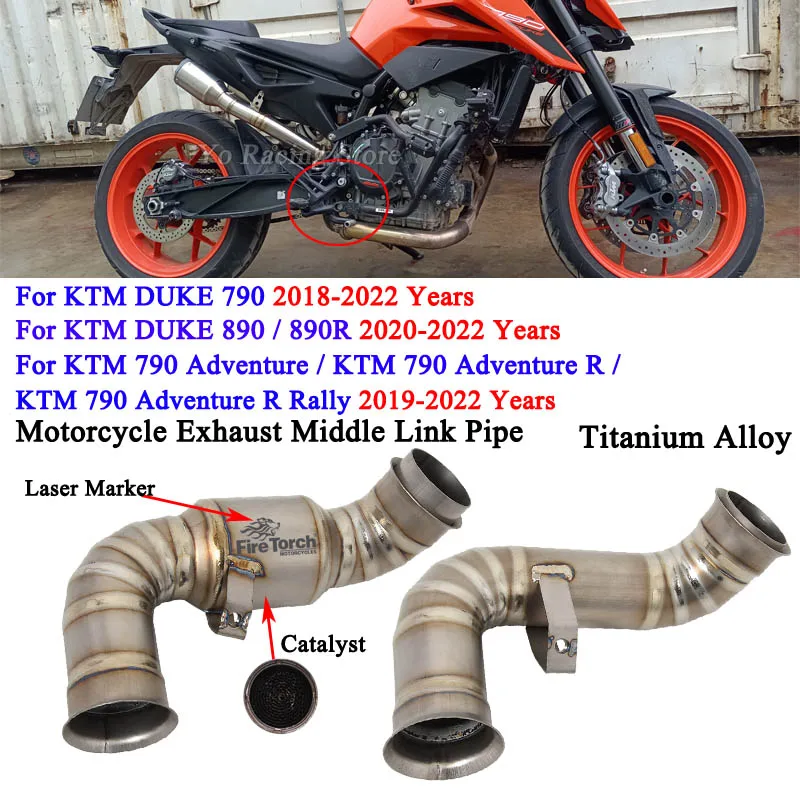 

For KTM DUKE 790 890 890R Adventur790 R Rally 18-22 Motorcycle Exhaust Escape Modify Titanium Alloy Mid Link Pipe With Muffler