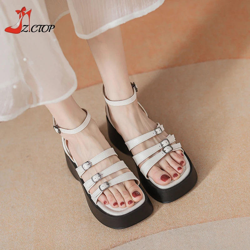

Chunky Platform Shoes Women's Sandals 2024 Summer Thick Soled Wedges Roman Shoes Women Comfortable Beach Sandals