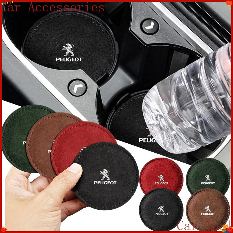 

Car Coaster Cup Holder Water Cup Anti-slip Mat Auto Badge Pads for Peugeot 2008 207 107 106 406 206 208 3008 Wheel Center Caps