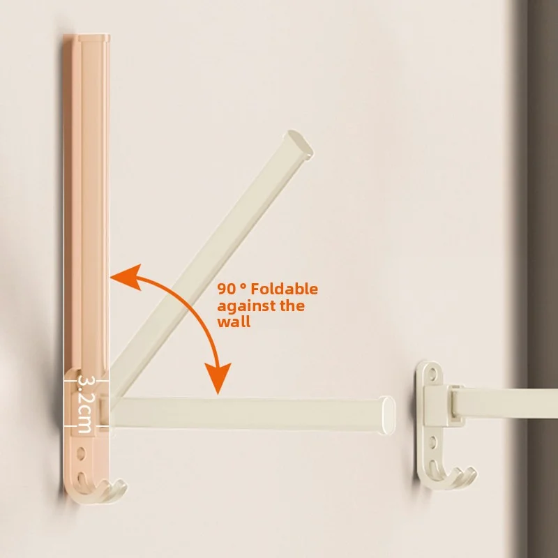 

YM Hanger storage artifact wall mounted no punching storage rack creative clothes support hanging rod thickened household rack