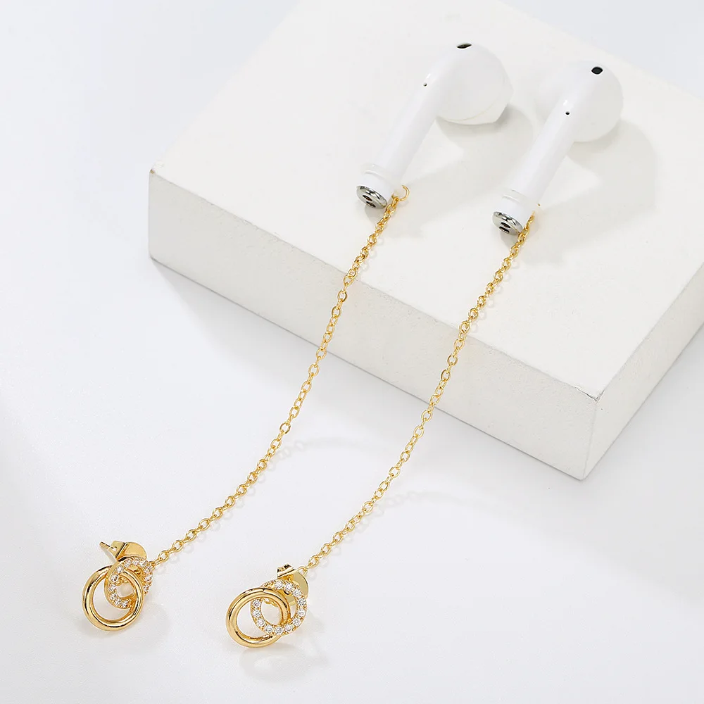 Anti-Lost Ear Clip Chains Bluetooth Earphone Holders Accessories Wireless Alloy Earrings Unisex Earrings for Airpods