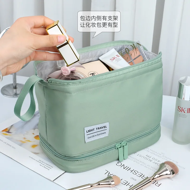 Large capacity cosmetic bag double layer  toiletry bag makeup organizer toiletry travel bag ​portable travel essentials