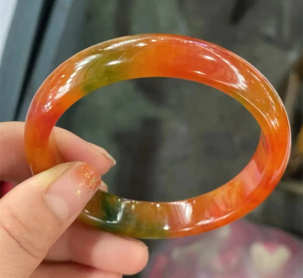 

Newest rare colour Natural Floating Flower Jadeite Bangle High Quality Jade Bracelet Handring Fine Jewelry