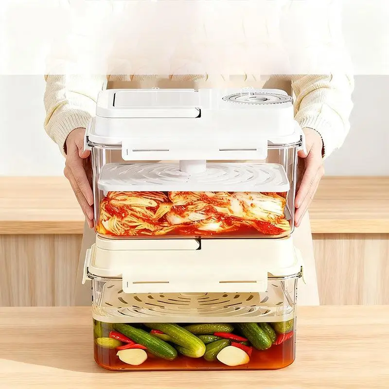 Kimchi Press Ferment Storage Container Food Storage Container Multipurpose and Handle Preservation Container for Camping