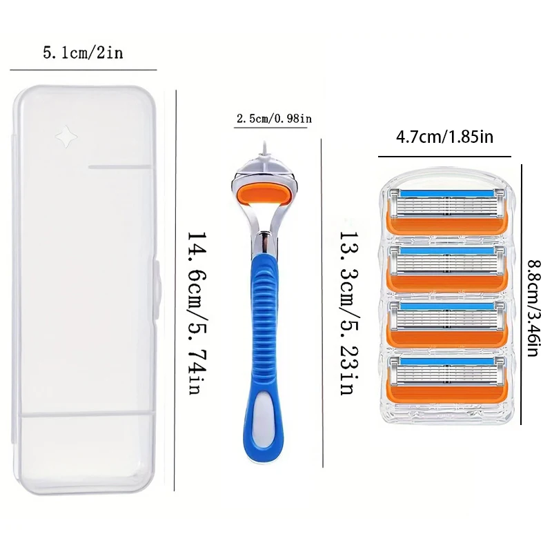 5-layer shaver blades for men, safe shaver blades, classic skin protection, reusable shaver blades with protective case