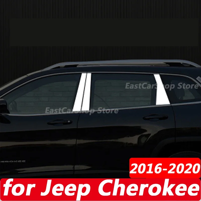 

For Jeep Cherokee 2016 2017 2018 2019 2020 Auto Exterior Stainless Steel Car Door Window Column BC Pillar Post Cover Accessories