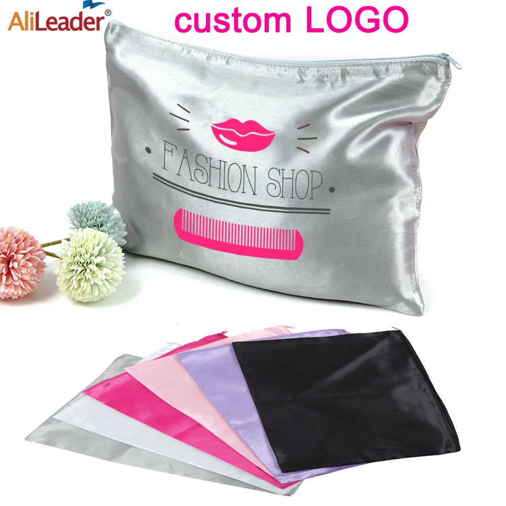 Lightweight Hair Storage Bags Professional Anti-Dust Wig Bag Storage Carrier Case Satin Bag with Zipper 5/10 pcs/pack