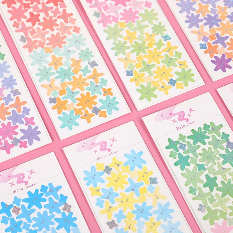 Sparkling Starlight Series Hand Account Cute Glitter Powder Laser Decorative Goo Card Gradual Change Hand Account Sticker